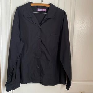 Premier International Black Long Sleeve Button up Shirt 2X 90s Academia Office